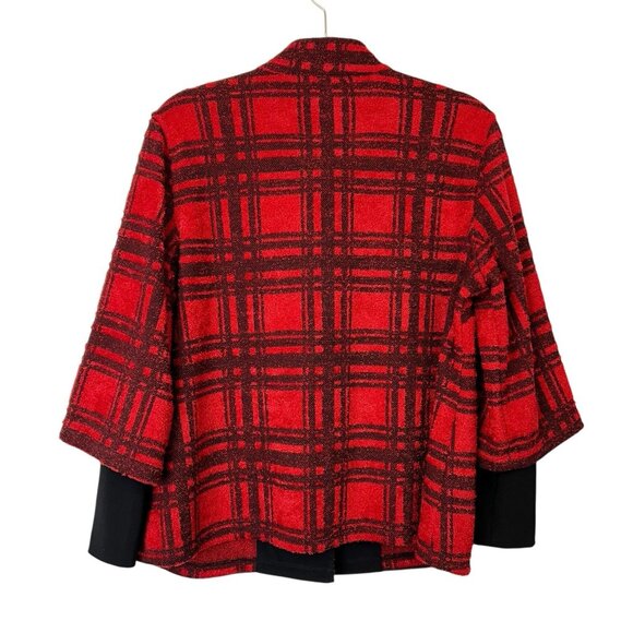 Ali Miles Red Plaid Jacket Women’s Size Large Petite PL Soft Knit - Picture 2 of 8